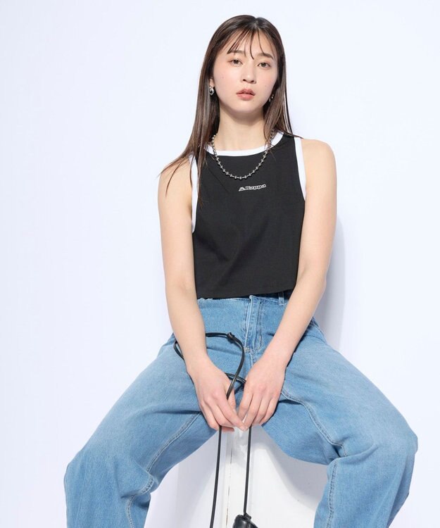 OP／FILA 【Kappa】アメリカンスリーブ リブタンクトップ ブラック