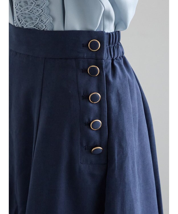 Te chichi サイドボタンピーチフレアスカート ネイビー