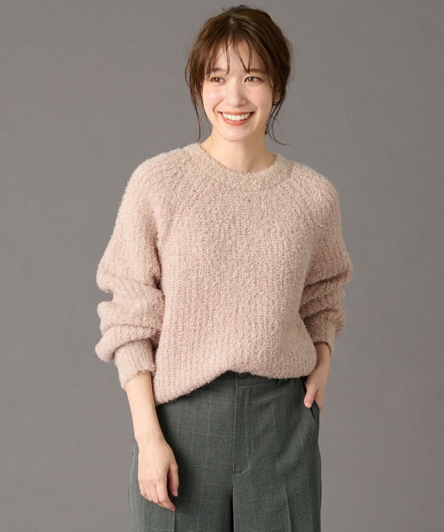 ANY カーリーファンシーニット ピンク