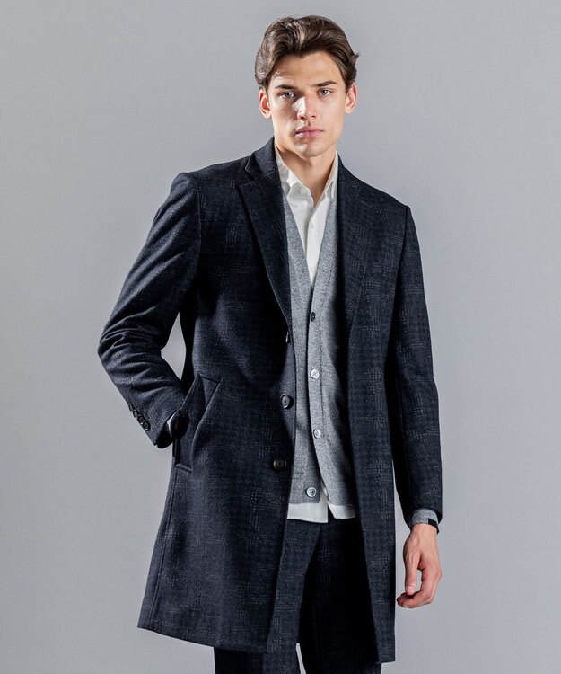 JOSEPH HOMME パッチジャガードジャージー　チェスターコート グレー系3