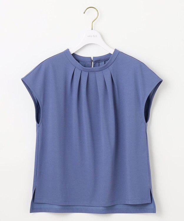 ANY SIS S 【UVカット・接触冷感・撥水・汗ジミ防止】プレーティングジャージー フレンチスリーブ カットソー ブルー