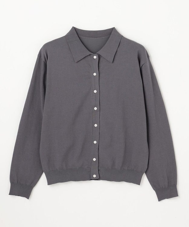 ANY L コットンブレンドポロカーデ スレート