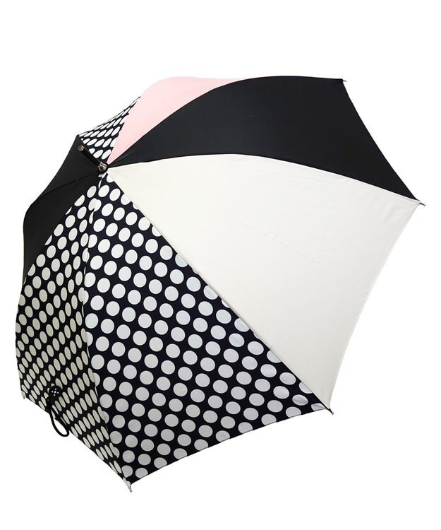 +RING レディース向け プラスリング 長傘 60cm BLK/PNK T1348 黒
