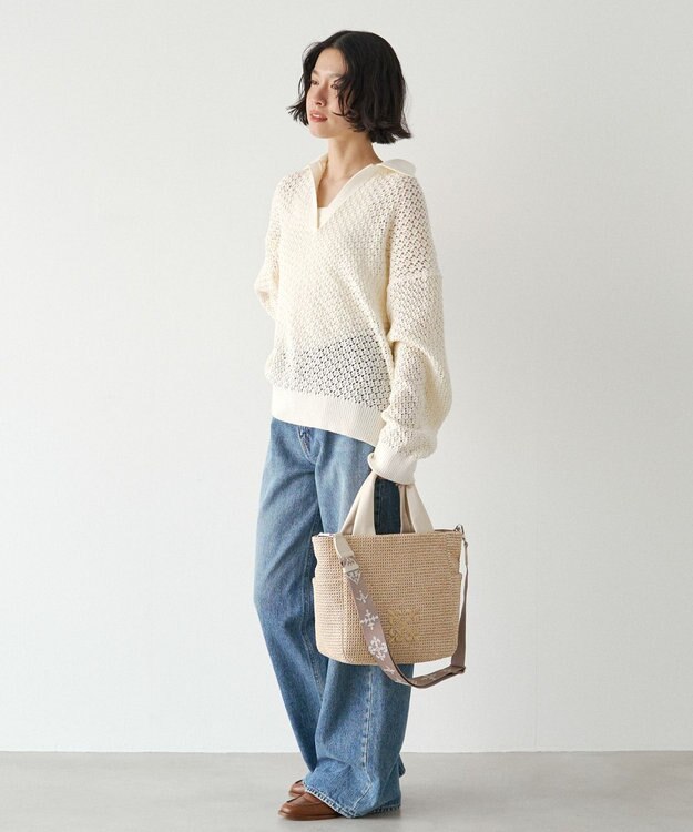 russet ナイロンラフィア2WAYトートバッグ(CE-1711) Ivory