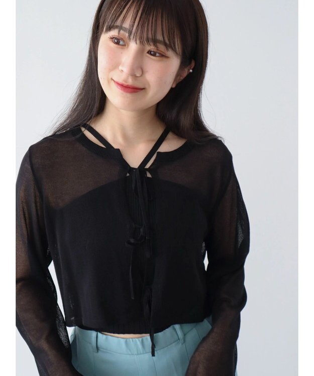 Green Parks ・swing by SET2点ニットカーデ&ニットキャミ Black