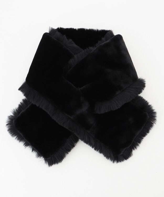 自由区 リバーシブルフェイクファーティペット ブラック系