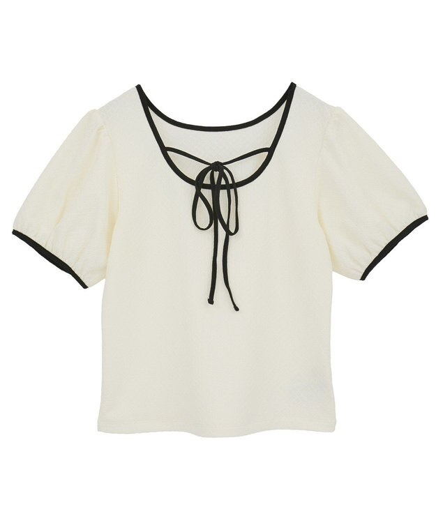 earth music&ecology マルチウェイ配色リボンカットプルオーバー Ivory