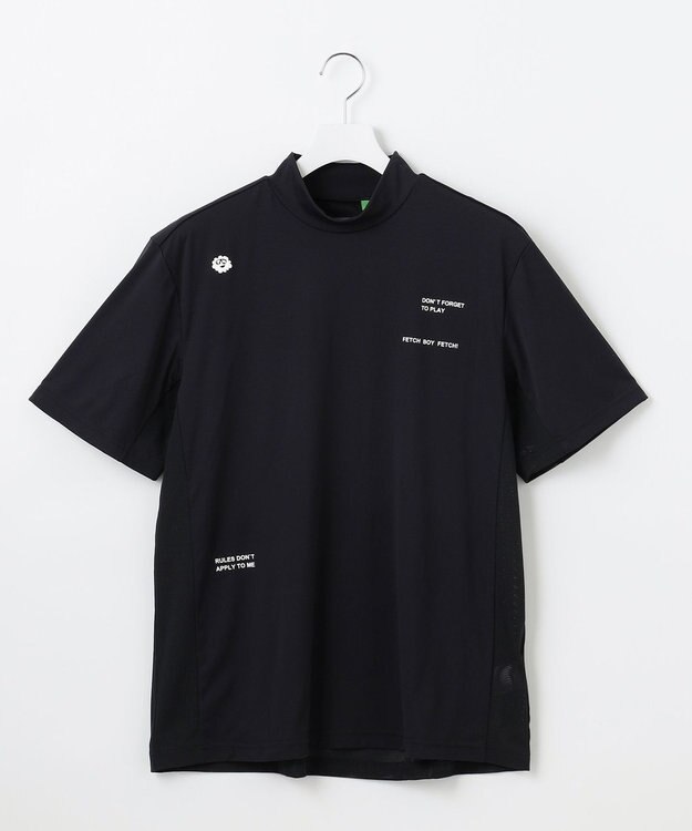 PW CIRCULUS 【吸水速乾 / UV遮蔽率96.3% UVカット / ストレッチ】【MEN】メッシュコンビモックネックT ゴルフ ブラック系