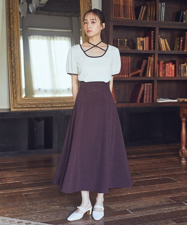 earth music&ecology マルチウェイ配色リボンカットプルオーバー Ivory