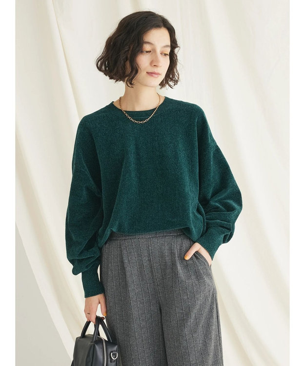 CRAFT STANDARD BOUTIQUE シェニールヤーンニットプルオーバー Green