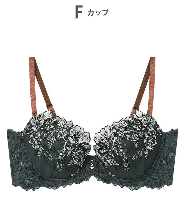 AMPHI ブラジャー ふっくらまる胸キープ 脇高設計 脇・背中スッキリ Gカップまで対応 大きいサイズ 【Hold Day Bra ホールドデイブラ】 BYJ305 アンフィ／ワコール グリーン