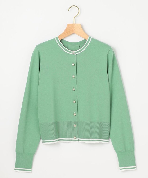 組曲 フラワーメタル ニット カーディガン グリーンベース