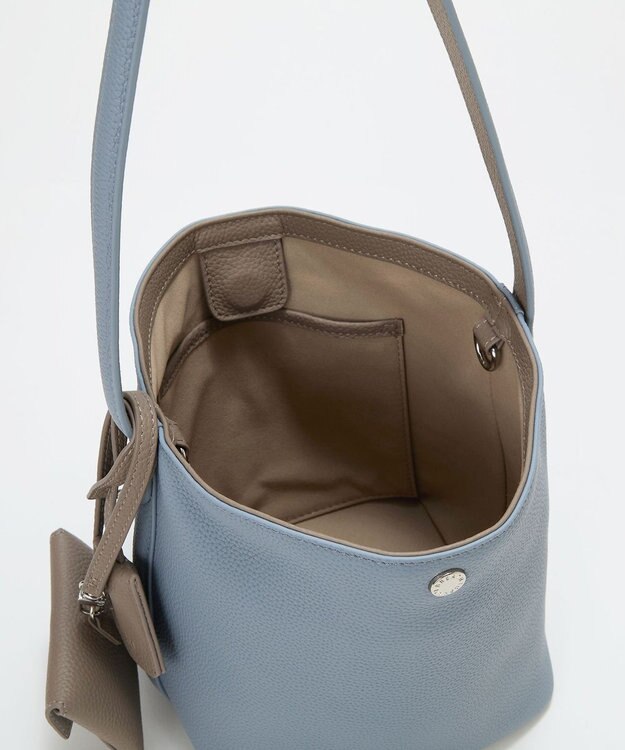 TOPKAPI 【Breath TOPKAPI】DUAL デュアル シュリンクレザー バイカラー 2way ワンハンドル ショルダーバッグ チャーム付き ブルーグレー