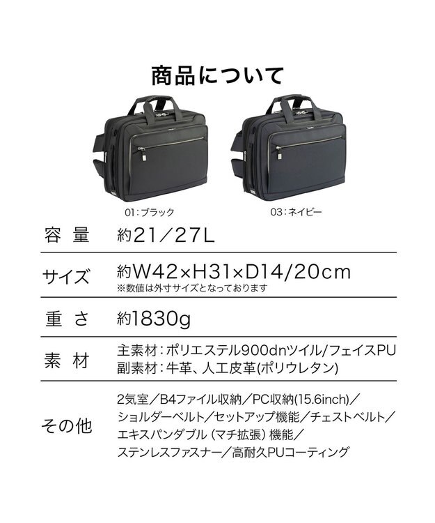 ACE BAGS & LUGGAGE ace. EVL-4.0 10th ビジネスリュック  B4サイズ 15.6インチPC収納 21/27L 3WAY 68955 エース ブラック
