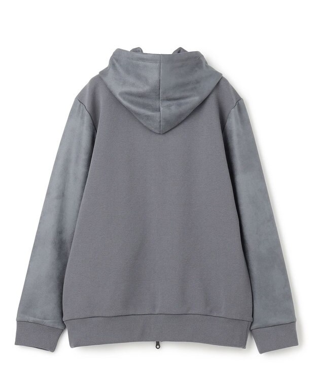 JOSEPH HOMME 新素材【ストレッチ/光沢感】レザーライクジャージーコンビ　フーディー ライトグレー系