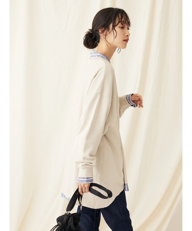 CRAFT STANDARD BOUTIQUE プリント裏毛チュニック Light Beige