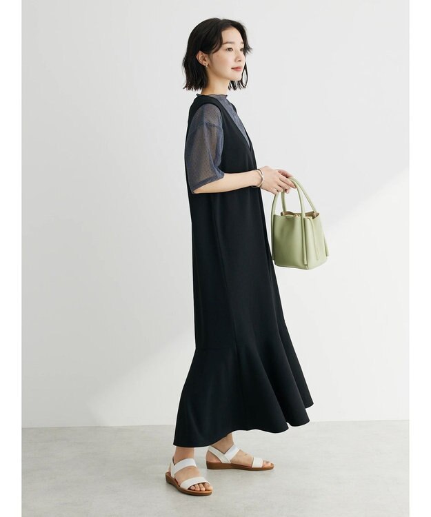 Green Parks カットジョーゼットマーメイドジャンスカ Black