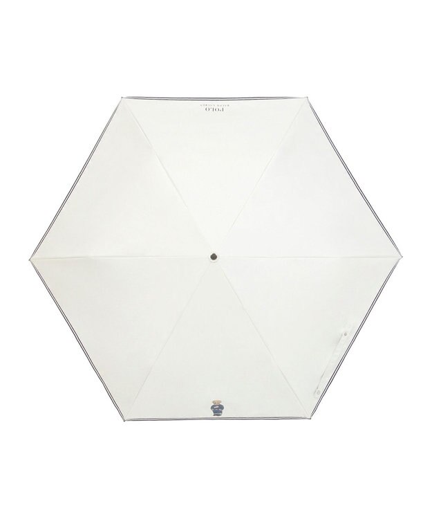 MOONBAT 【WEB限定/遮光率100%/遮熱/UV】POLO RALPH LAUREN（ポロ ラルフローレン）晴雨兼用日傘 ワンポイント ポロベア 折りたたみ傘 ポーチタイプ オフホワイト