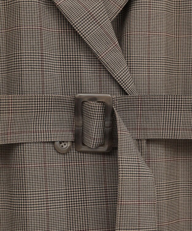 earth music&ecology ショートジレンチ Check Brown