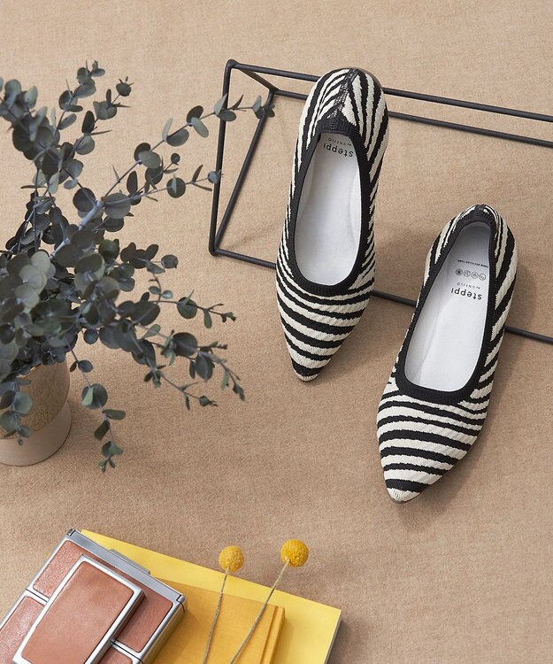 steppi 【洗える/撥水】ベーシック ポインテッド パンプス ゼブラ