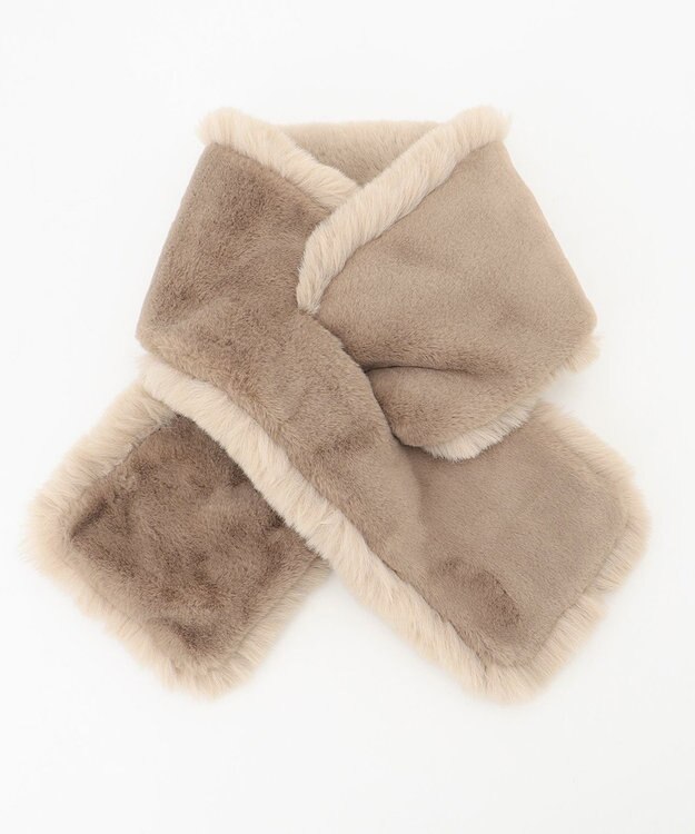 自由区 リバーシブルフェイクファーティペット ベージュ系