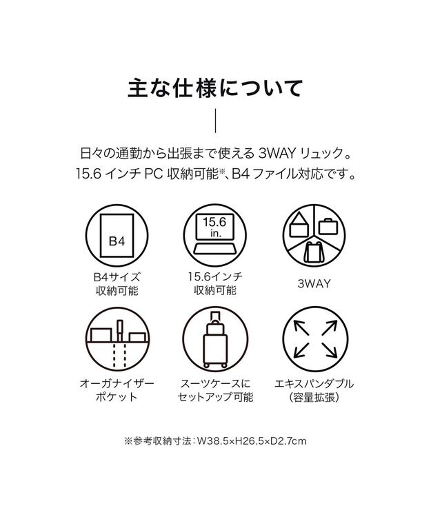 ACE BAGS & LUGGAGE ace. EVL-4.0 10th ビジネスリュック  B4サイズ 15.6インチPC収納 21/27L 3WAY 68955 エース ブラック