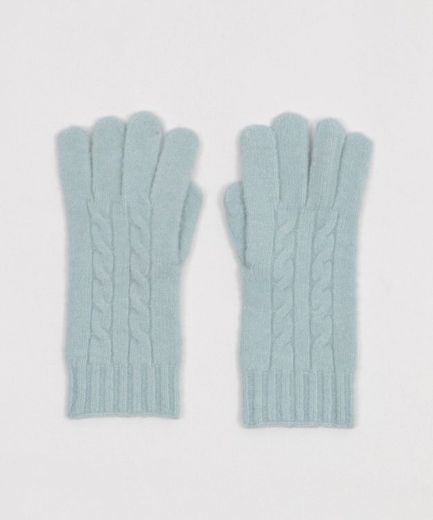 WEGO 【スマホ対応】ケーブル編みニットグローブ サックス