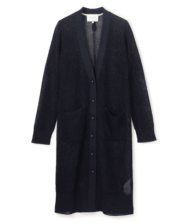 BEIGE， OPTICAL / ペーパーヤーンシアーロングカーディガン Navy