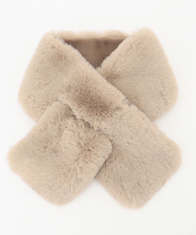 自由区 リバーシブルフェイクファーティペット ベージュ系