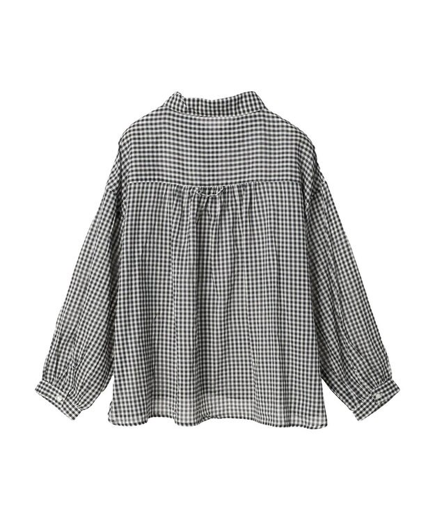 earth music&ecology コットンボイルギャザーシャツ Gingham Check
