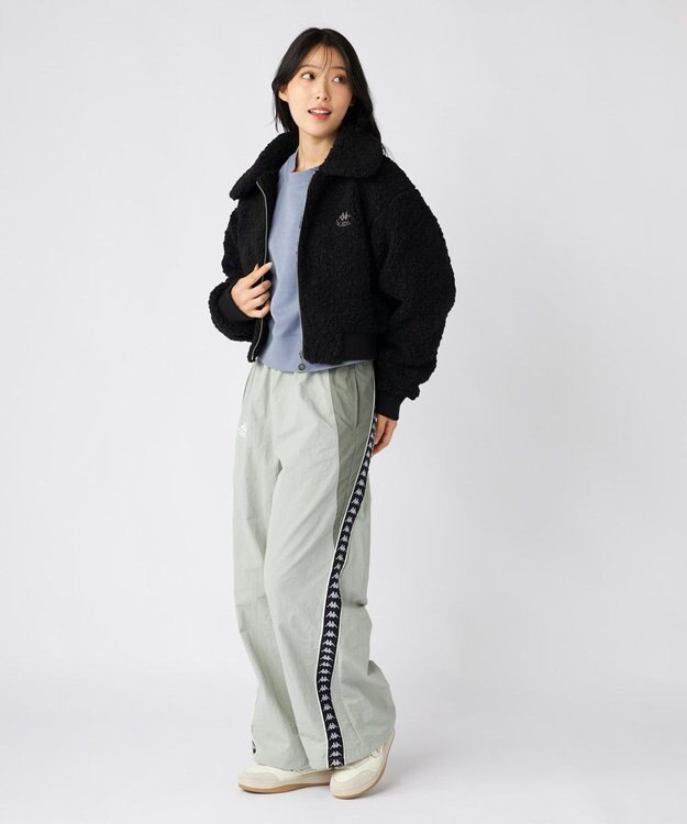 OP／FILA 【Kappa】ショート丈 ドロップショルダーボアジャケット ブラック