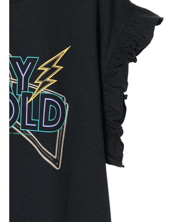 Green Parks ・ＤｏｕｂｌｅＦｌａｇｓ　フリルショルダープリントＴＥＥ Black