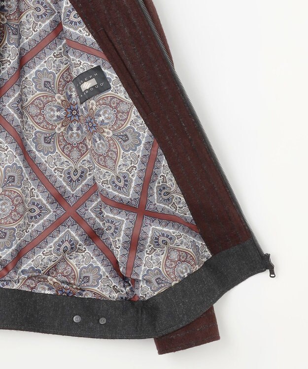 JOSEPH ABBOUD 【イタリア素材/軽量/ストレッチ】ワイドチョークストライプ  ブルゾン ダークブラウン系2