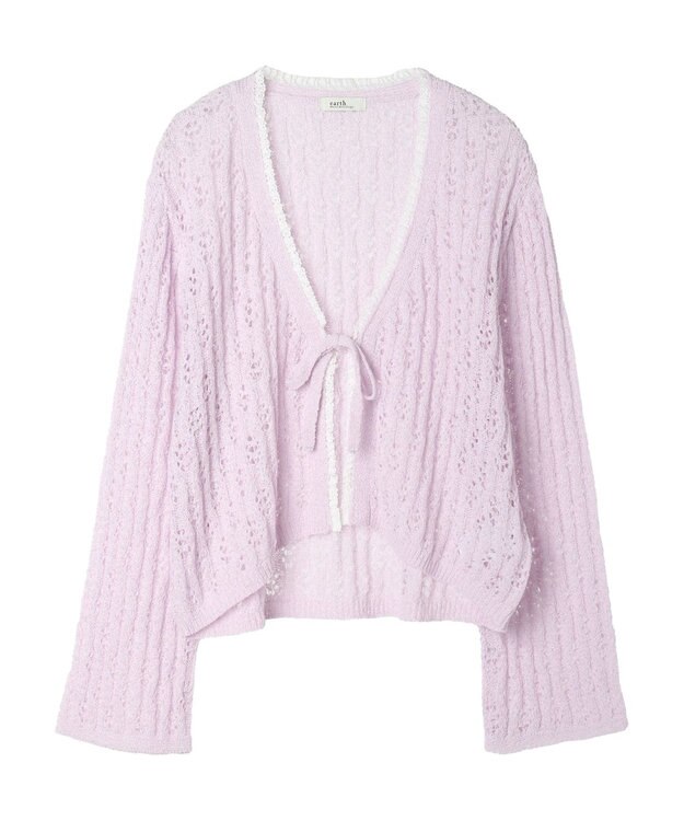 earth music&ecology テープヤーンリボンカーディガン Light Purple
