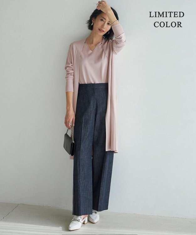 ICB 【WEB限定カラーあり・接触冷感・UVケア・洗える】 シンセティックハイゲージ Vネックプルオーバー ピンク系［WEB限定］