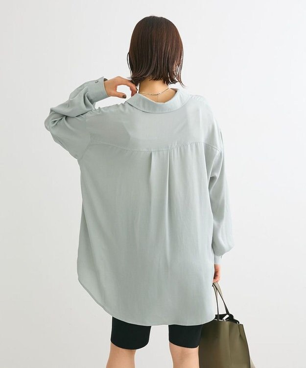 Green Parks ・ＳＵＧＡＲ　ＳＰＯＯＮ　サテンオーバーシャツチュニック Green