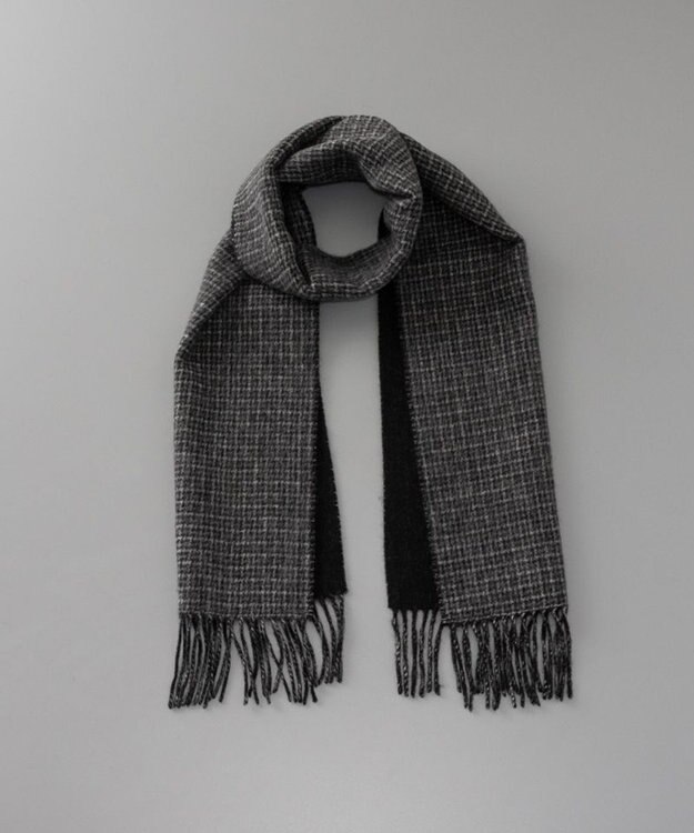 AURORA WEB限定 ウール リバーシブル プチマフラー グレーチェック×ブラック