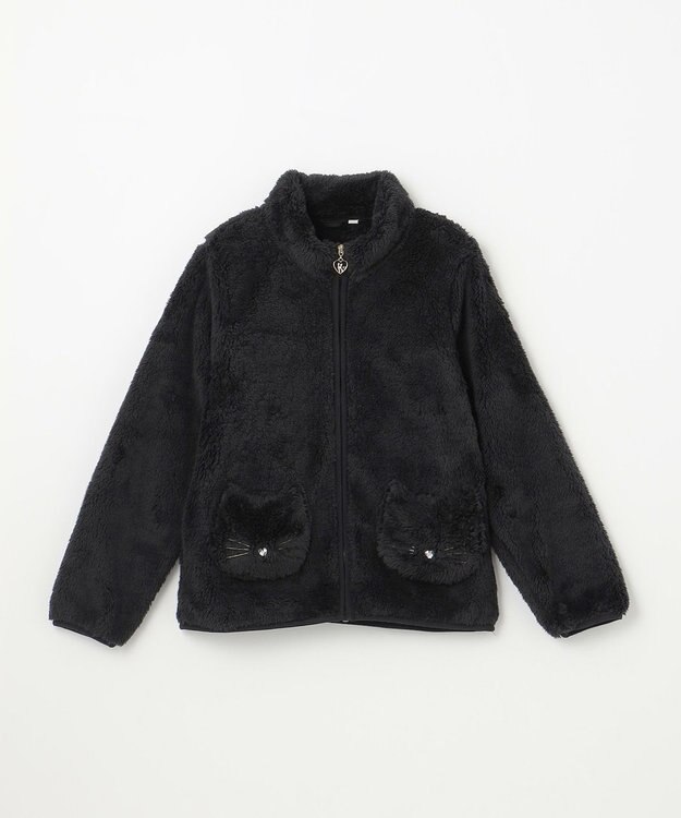 ANY KIDS ネコポケットボアブルゾン クロネコ