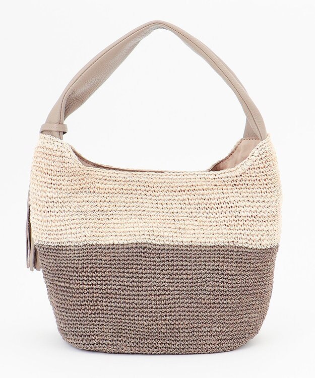 23区 VIOLAd'ORO SANDRO アバカ レザーハンドルバッグ ベージュ系1