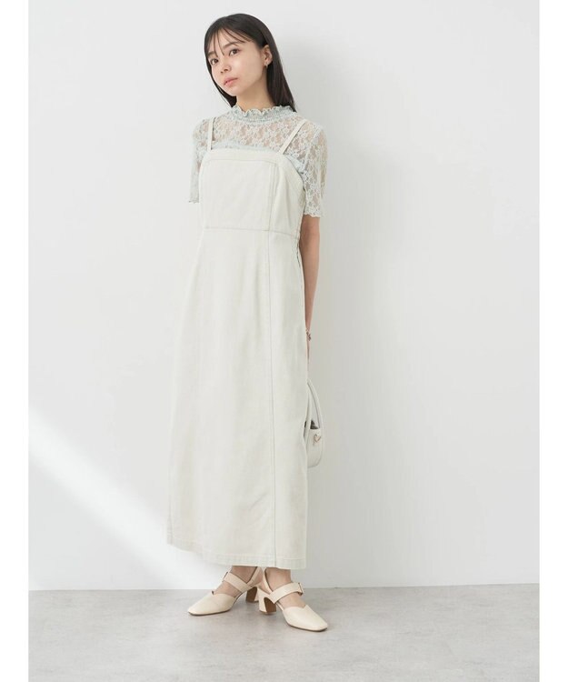 earth music&ecology レースドッキング半袖プルオーバー Mint