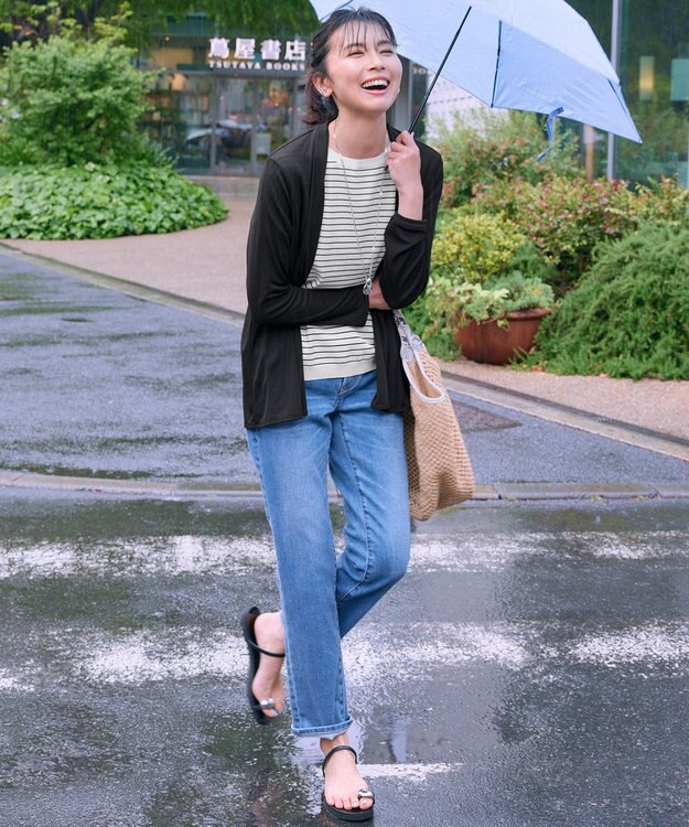 23区 【洗える/好評につき新色追加】レーヨンポリエステルストレッチ プルオーバー ニット サンド×ブラックボーダー