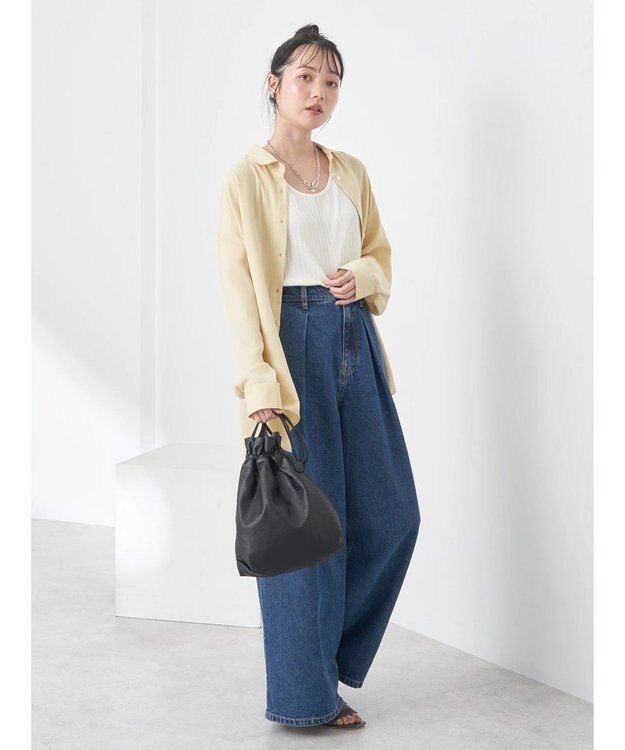 earth music&ecology バックボタンチュニック Yellow