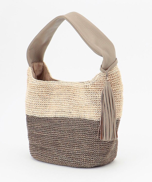 23区 VIOLAd'ORO SANDRO アバカ レザーハンドルバッグ ベージュ系1