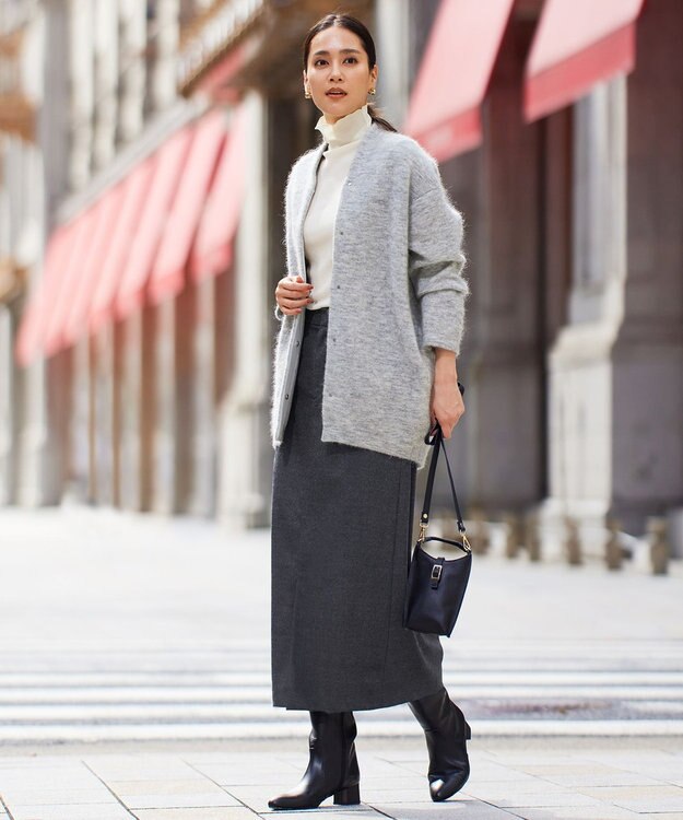 自由区 L 【WEB限定カラーあり・昨年大人気商品をアップデート】モヘアニット アウター ライトグレー系