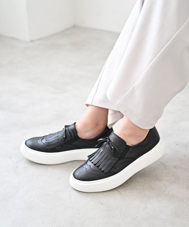 Pointer 日本製 本革タッセルスニーカー ブラック