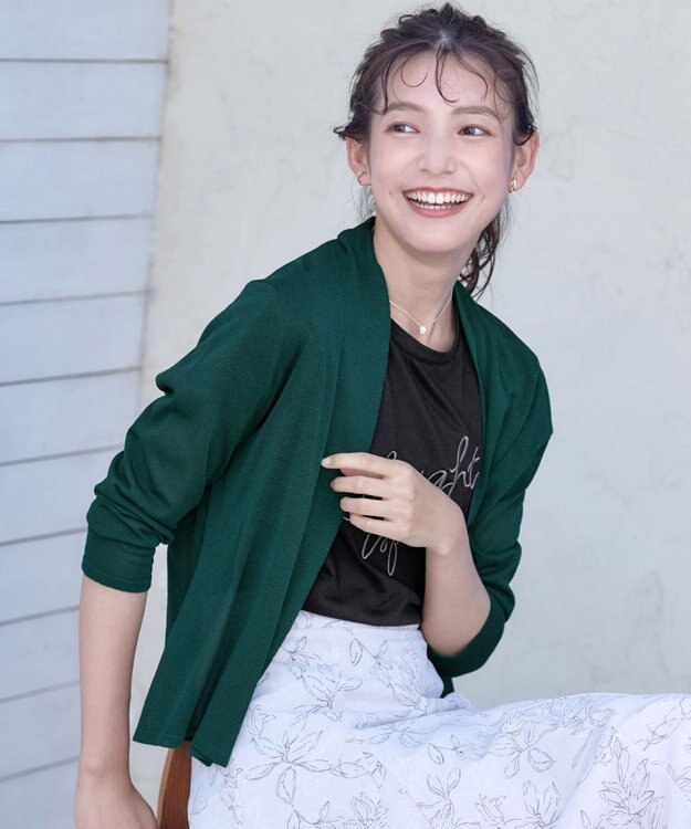 Tiaclasse L 【小倉優子さん着用・UVケア・接触冷感】ショートトッパーカーディガン グリーン