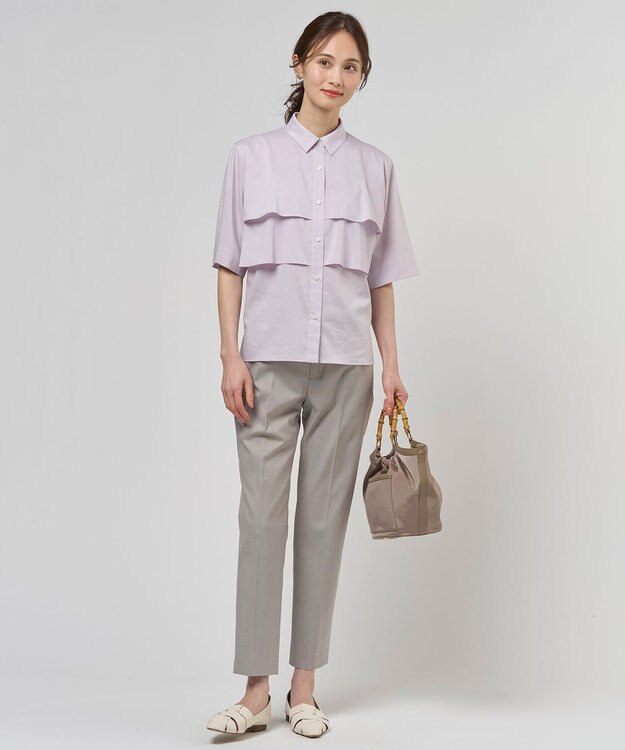 J.PRESS LADIES L 【WEB限定カラーあり・一枚で着映え】ラミーポプリン ティアード シャツ 【WEB限定】ラベンダー系