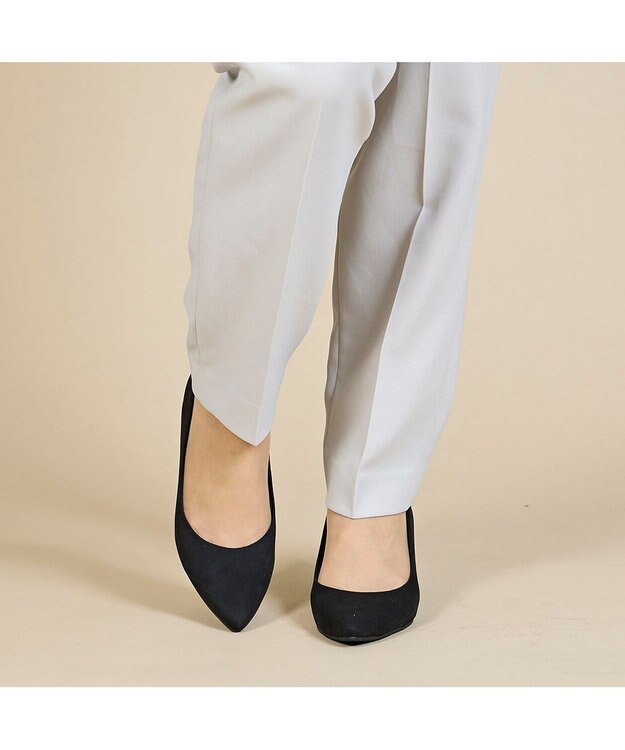 ing <Pitti>ポインテッドヒールパンプス ブラックスエード