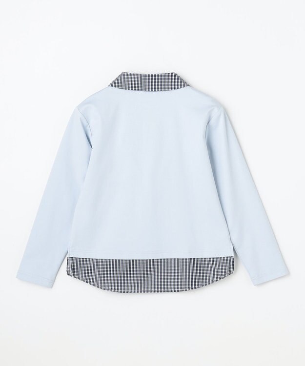 組曲 KIDS 【110-140㎝】 ミニチェック レイヤードトップス サックスブルー