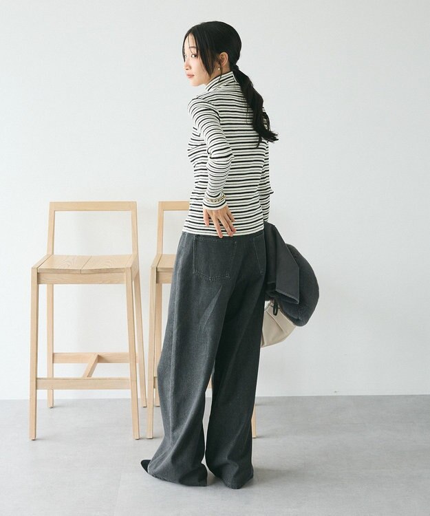CRAFT STANDARD BOUTIQUE 洗える/とてもちリブタートルネックニットプルオーバー/24AW Border Ivory